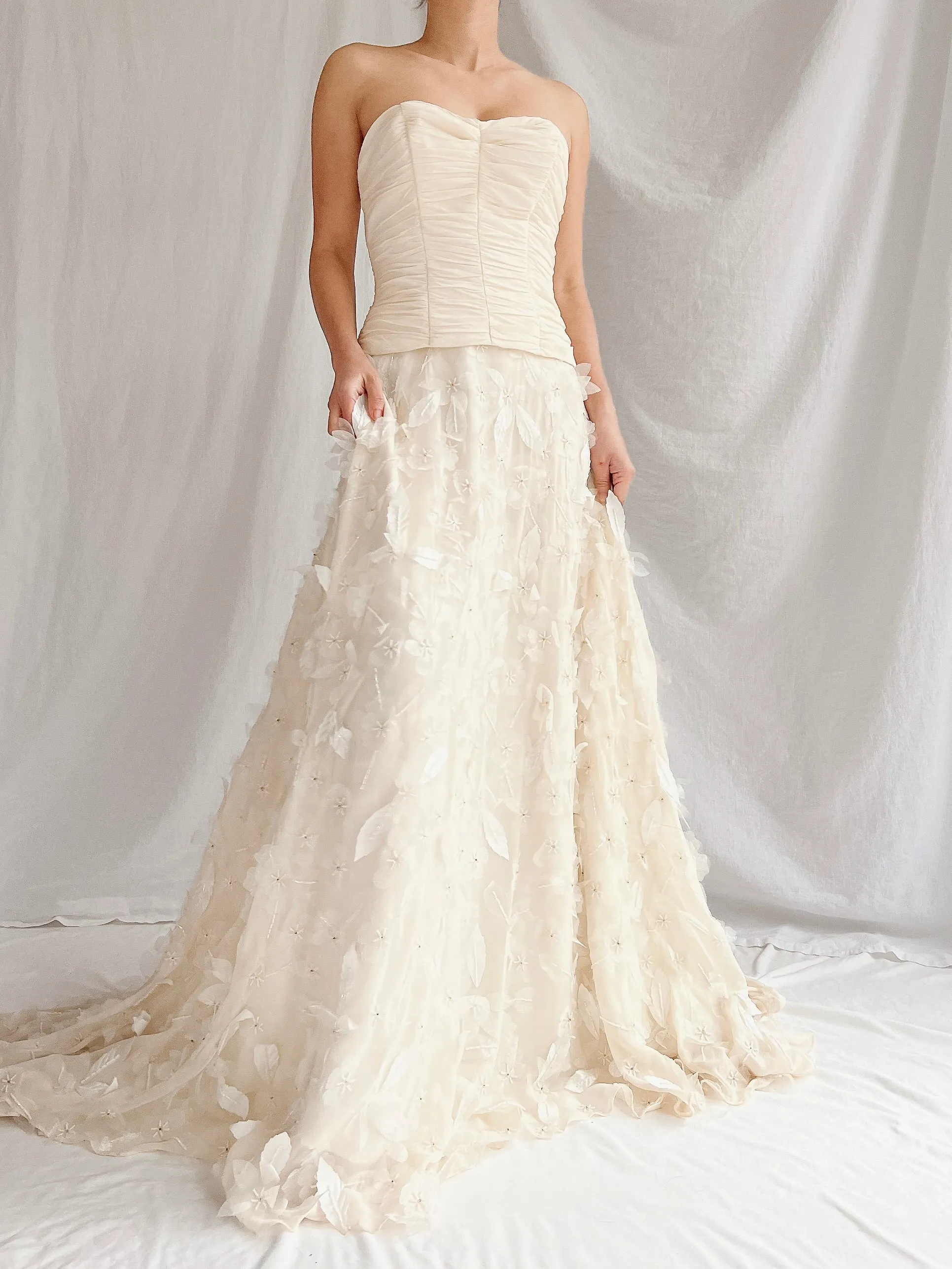 1990s Silk Floral Appliqué Gown - XS/2