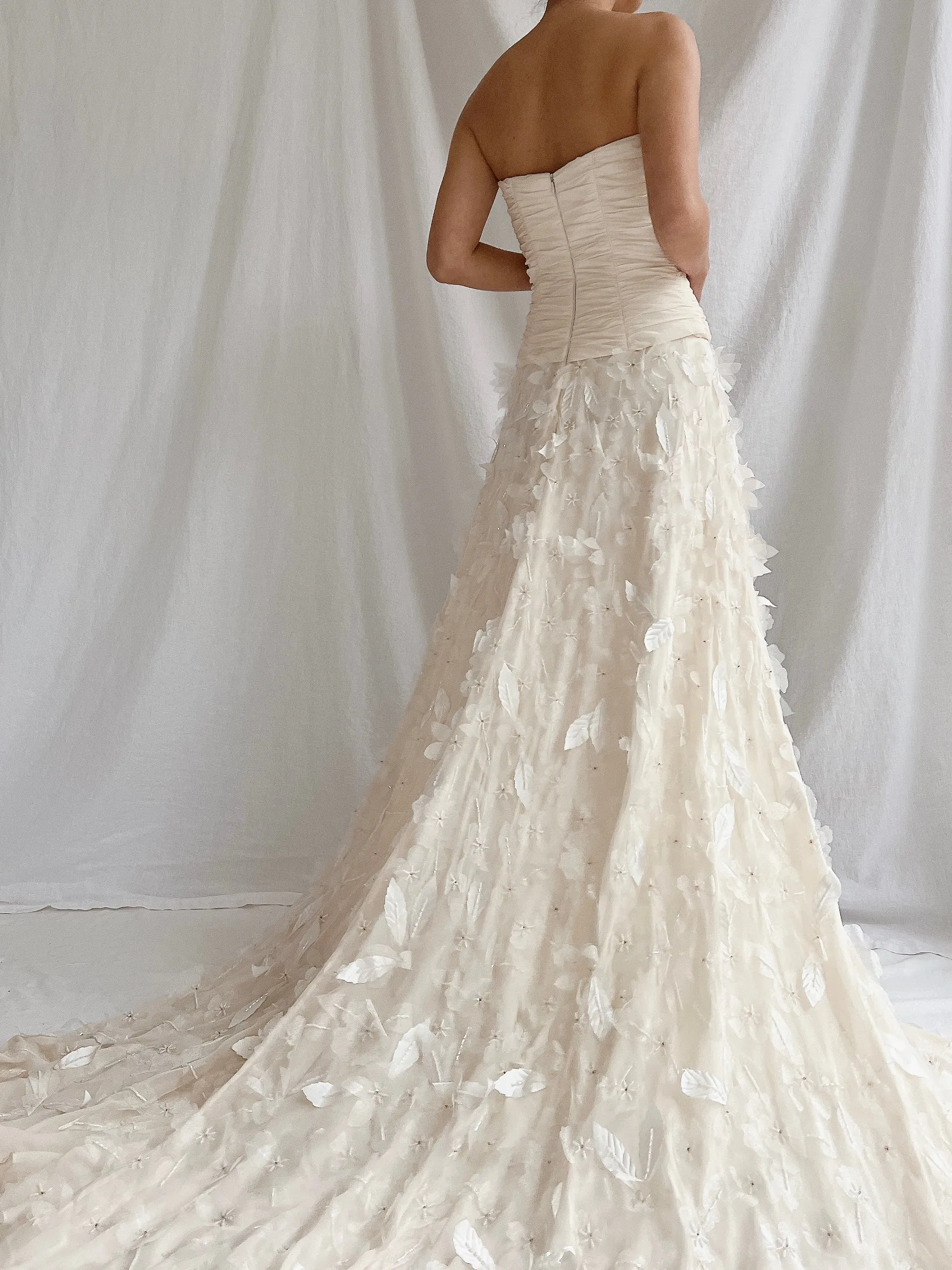 1990s Silk Floral Appliqué Gown - XS/2