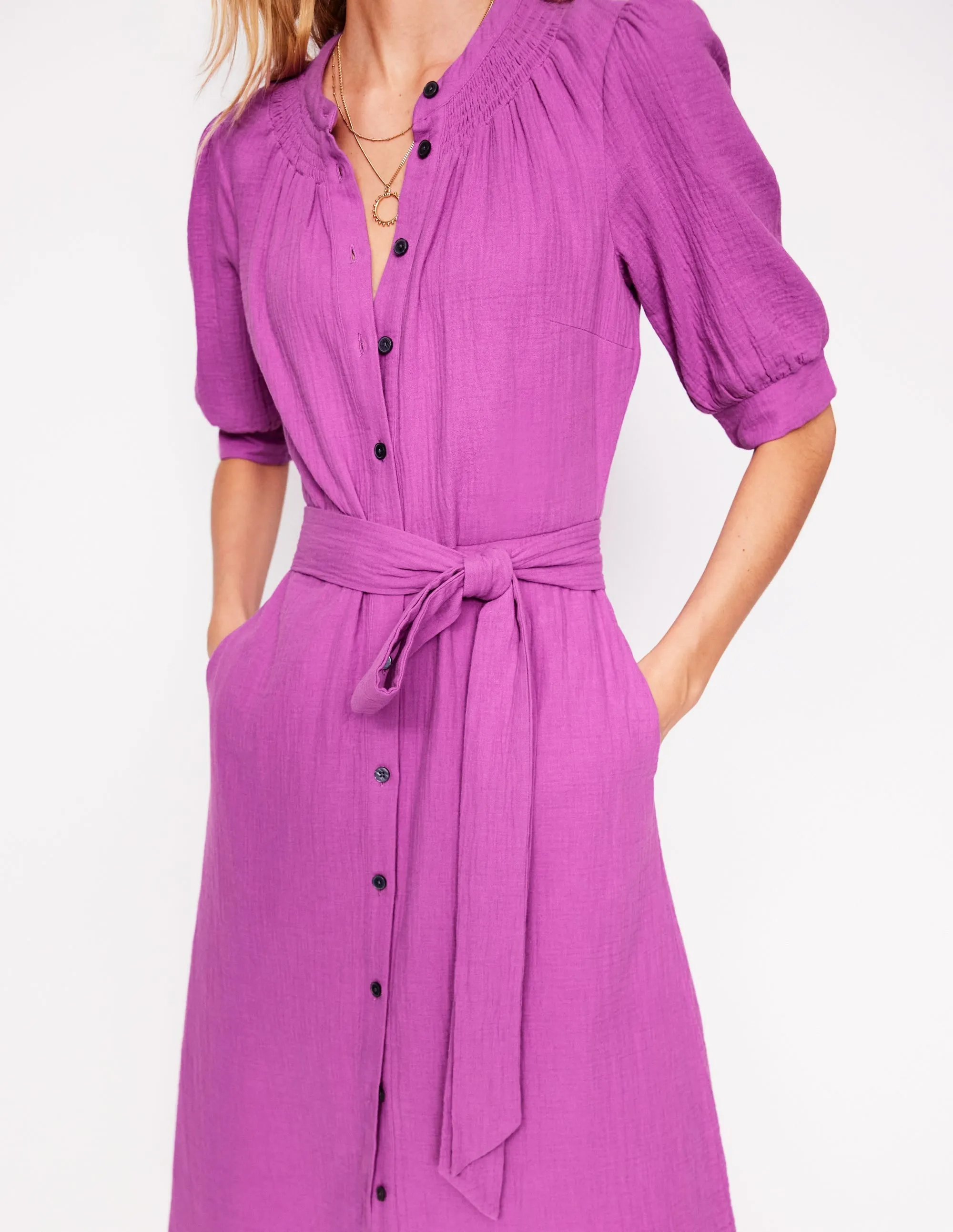 Ada Double Cloth Midi Dress-Foxglove Purple