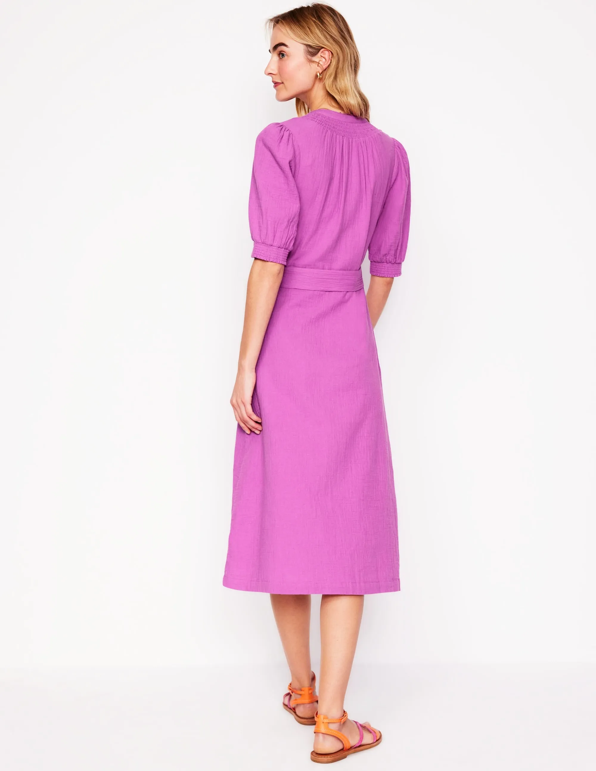 Ada Double Cloth Midi Dress-Foxglove Purple