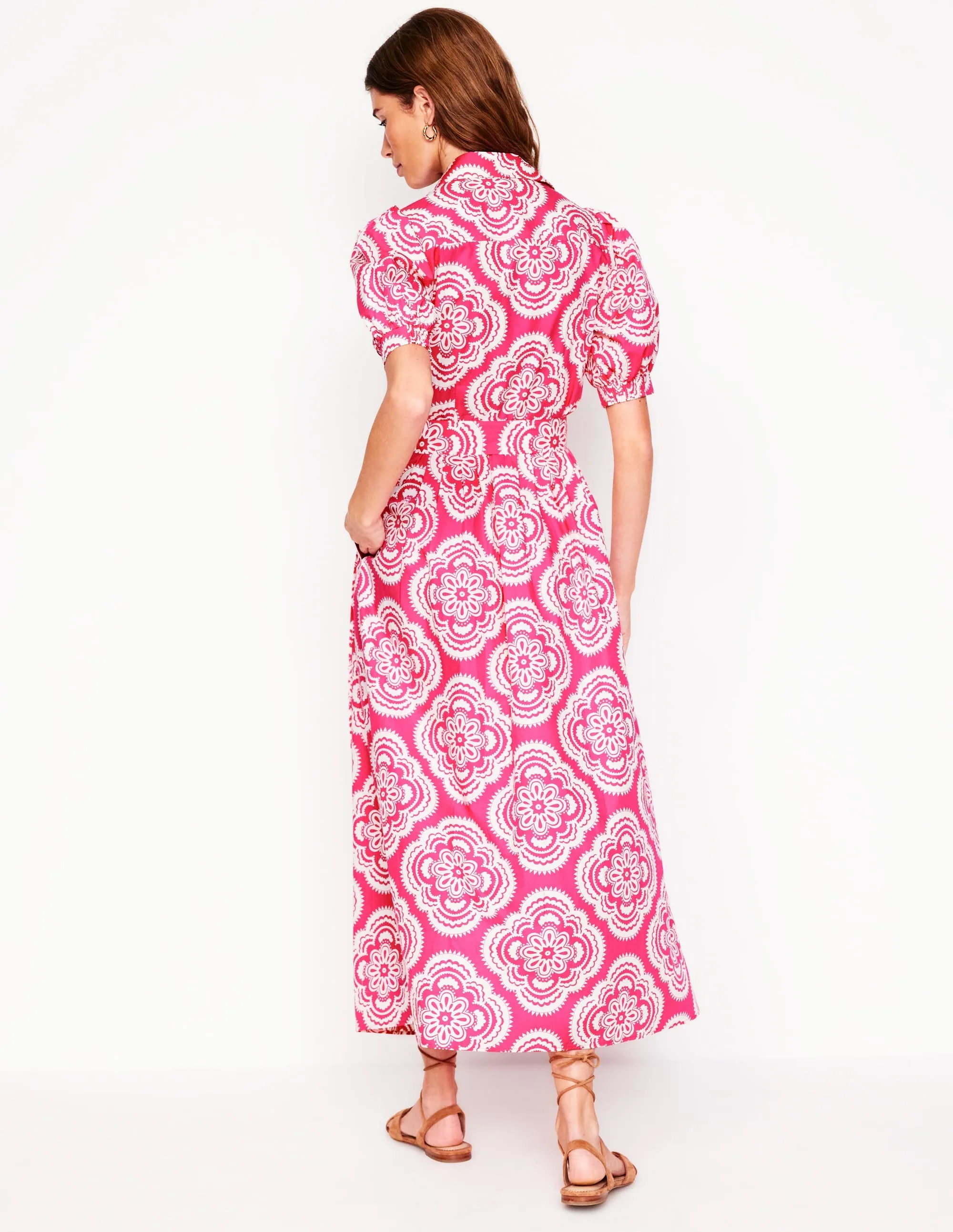 Alexa Maxi Shirt Dress-Pink Peony. Botanic Blush