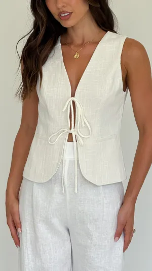 Alisa Tie Vest - Light Beige
