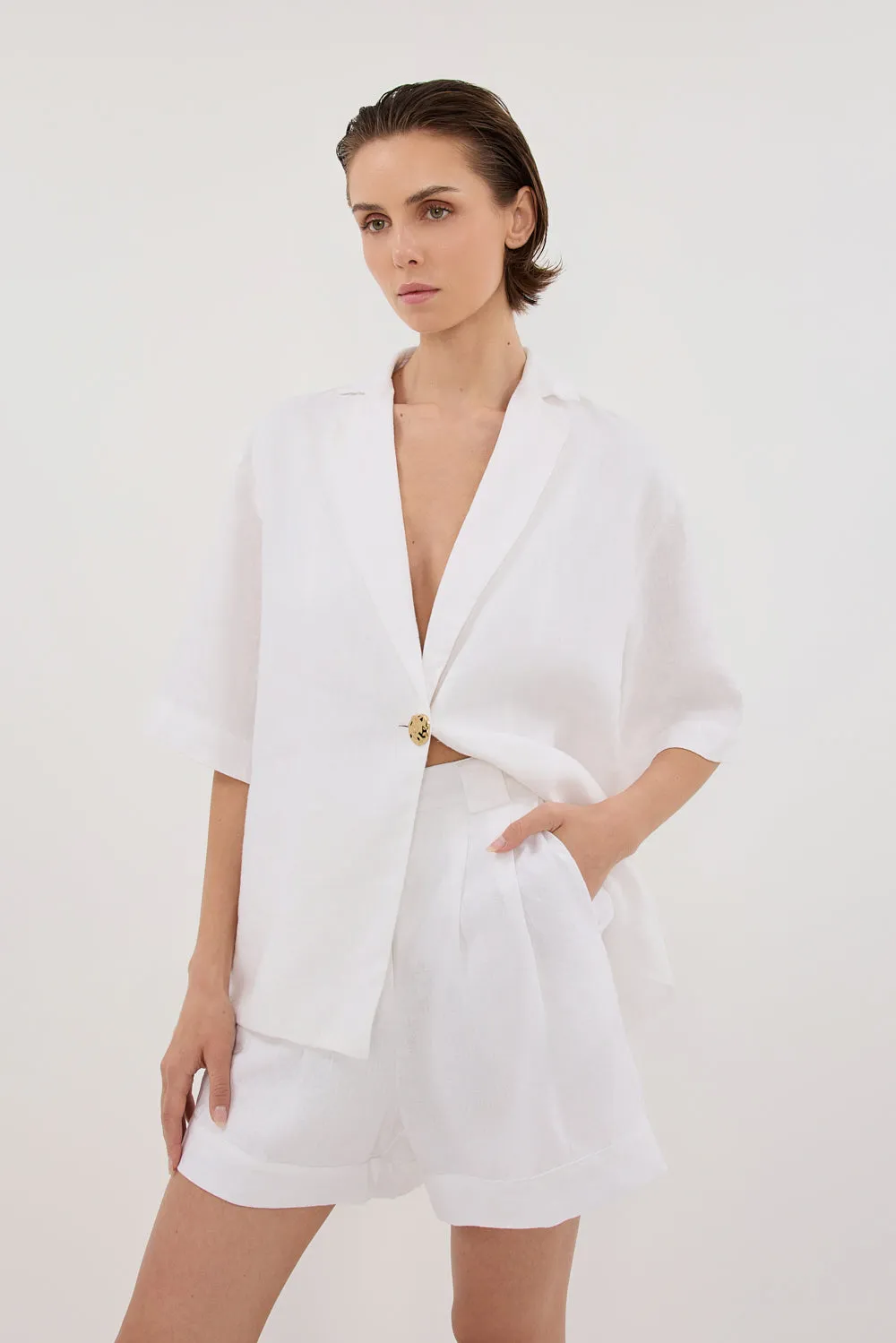 ALONDRA WHITE LINEN SHORT