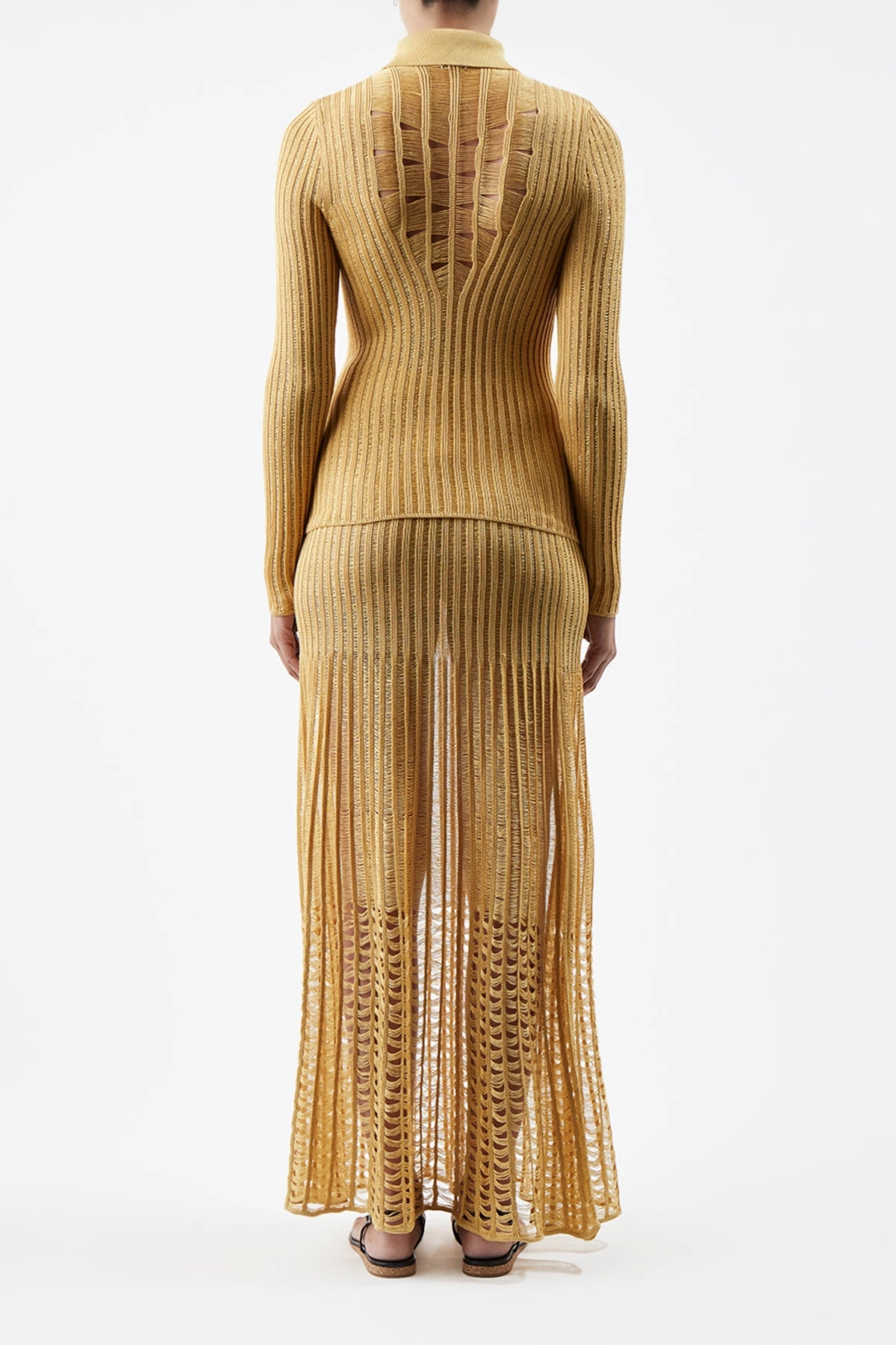 Althea Knit Maxi Skirt in Gold Shappe Silk