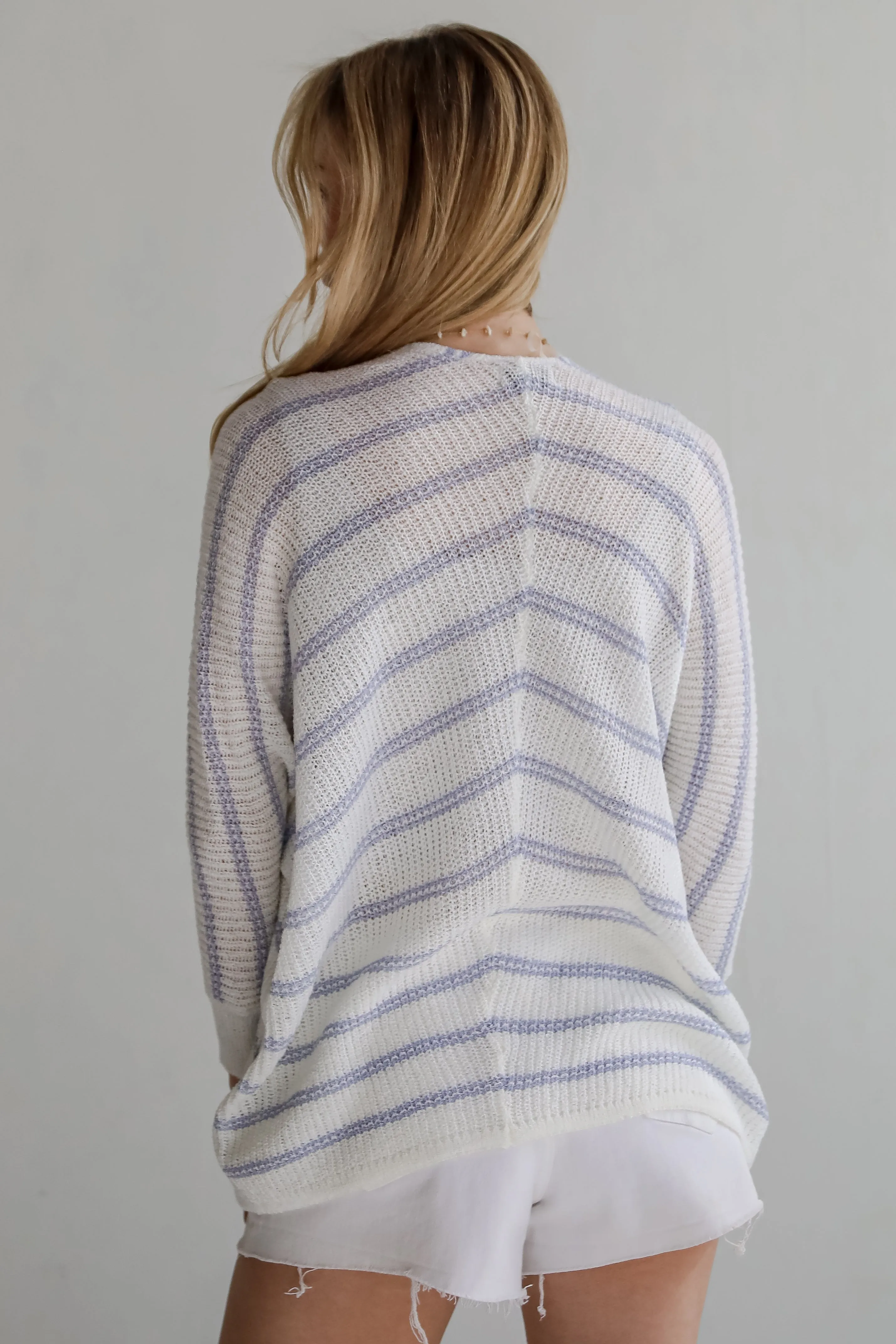 Always Admired White Striped Cardigan