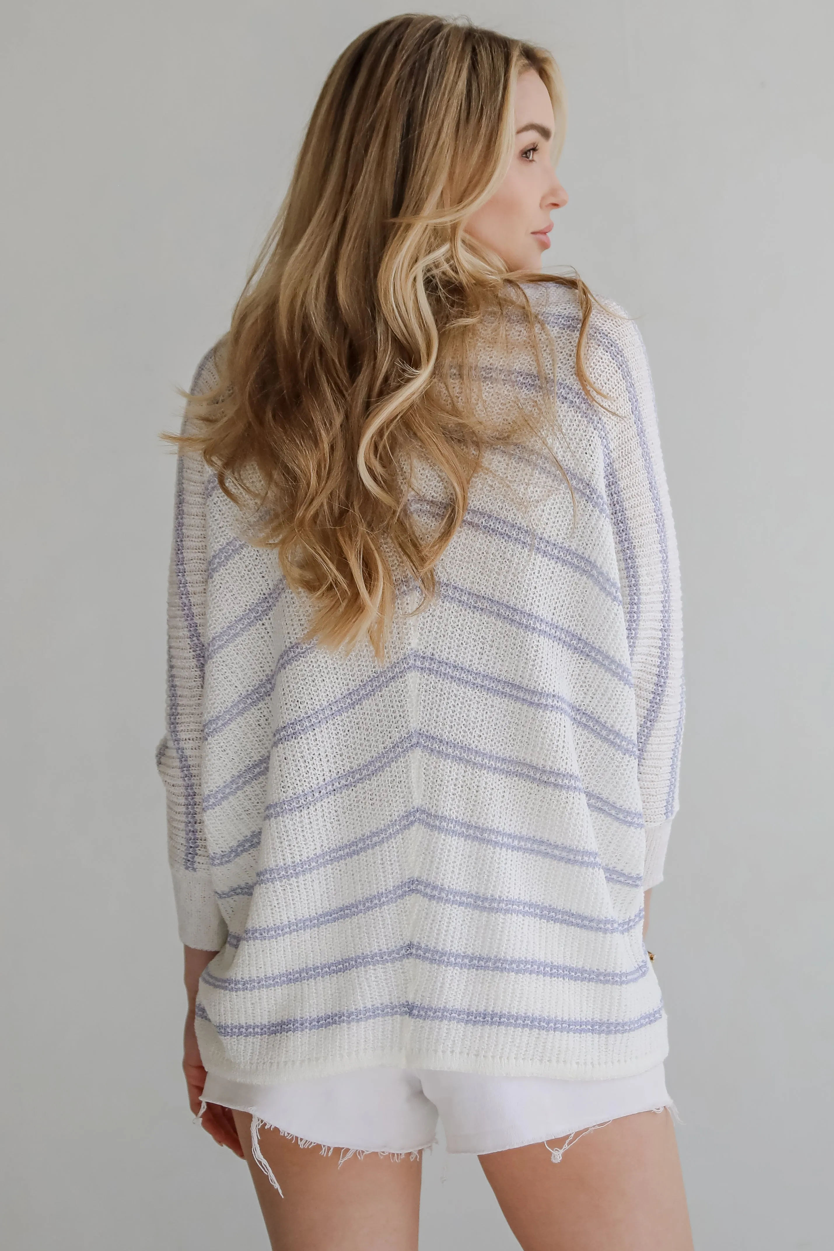 Always Admired White Striped Cardigan