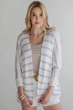 Always Admired White Striped Cardigan