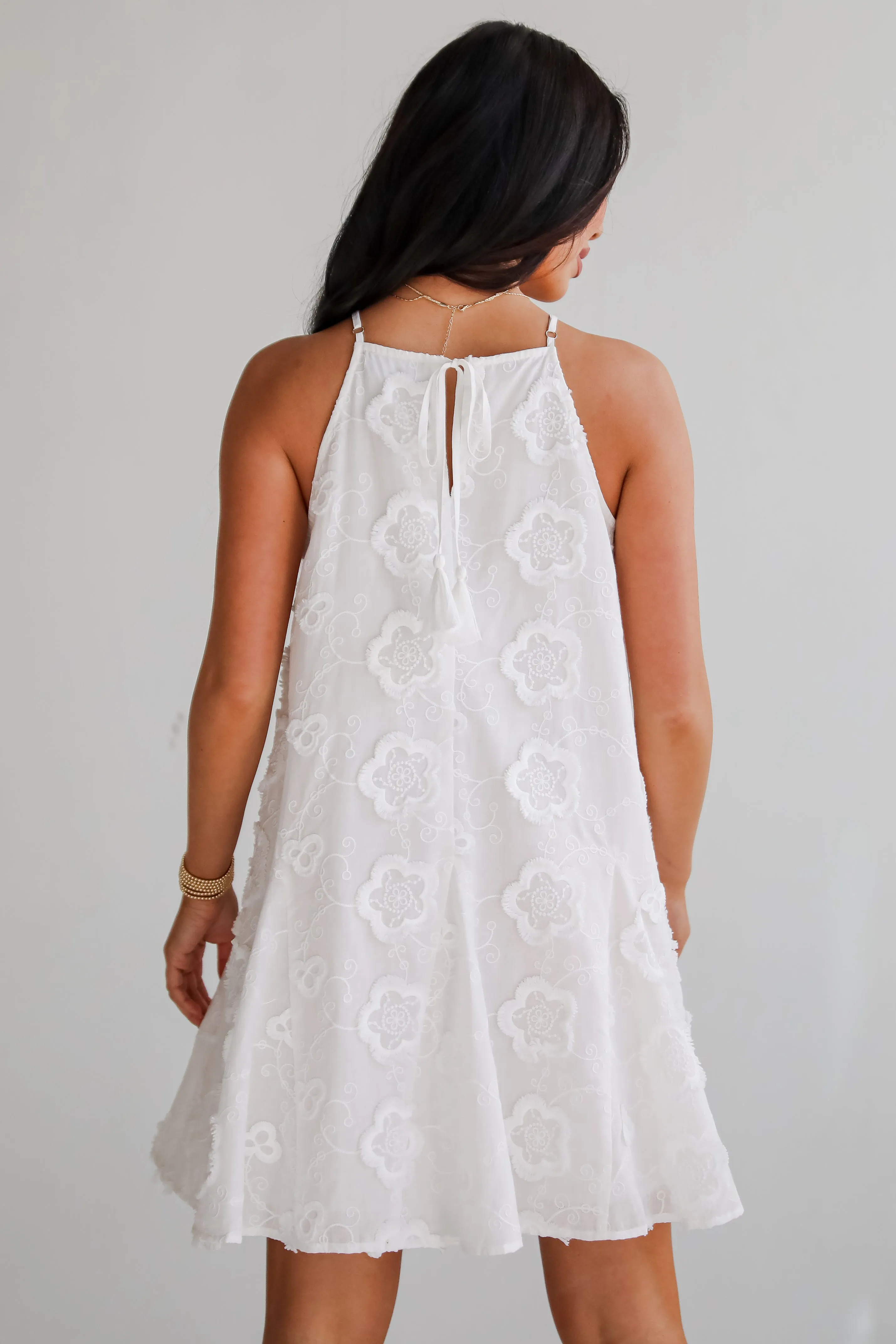 Always Remarkable White Floral Embroidered Mini Dress