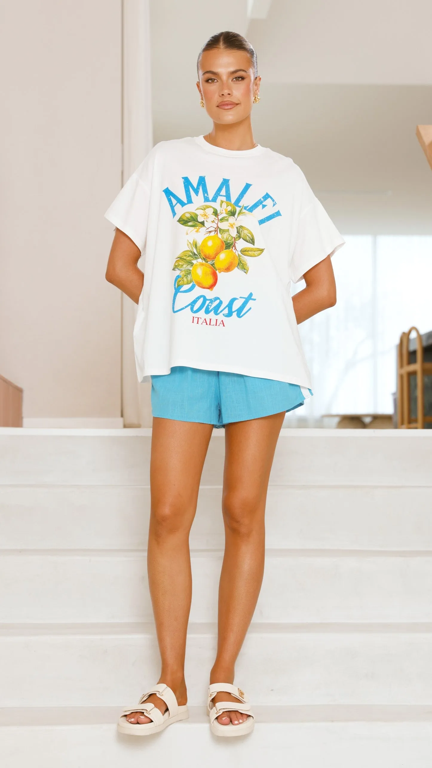 Amalfi Coast Shirt and Shorts Set - Blue