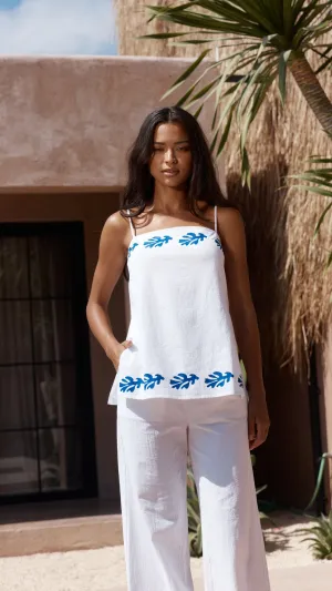 Amalia Pant - White / Blue