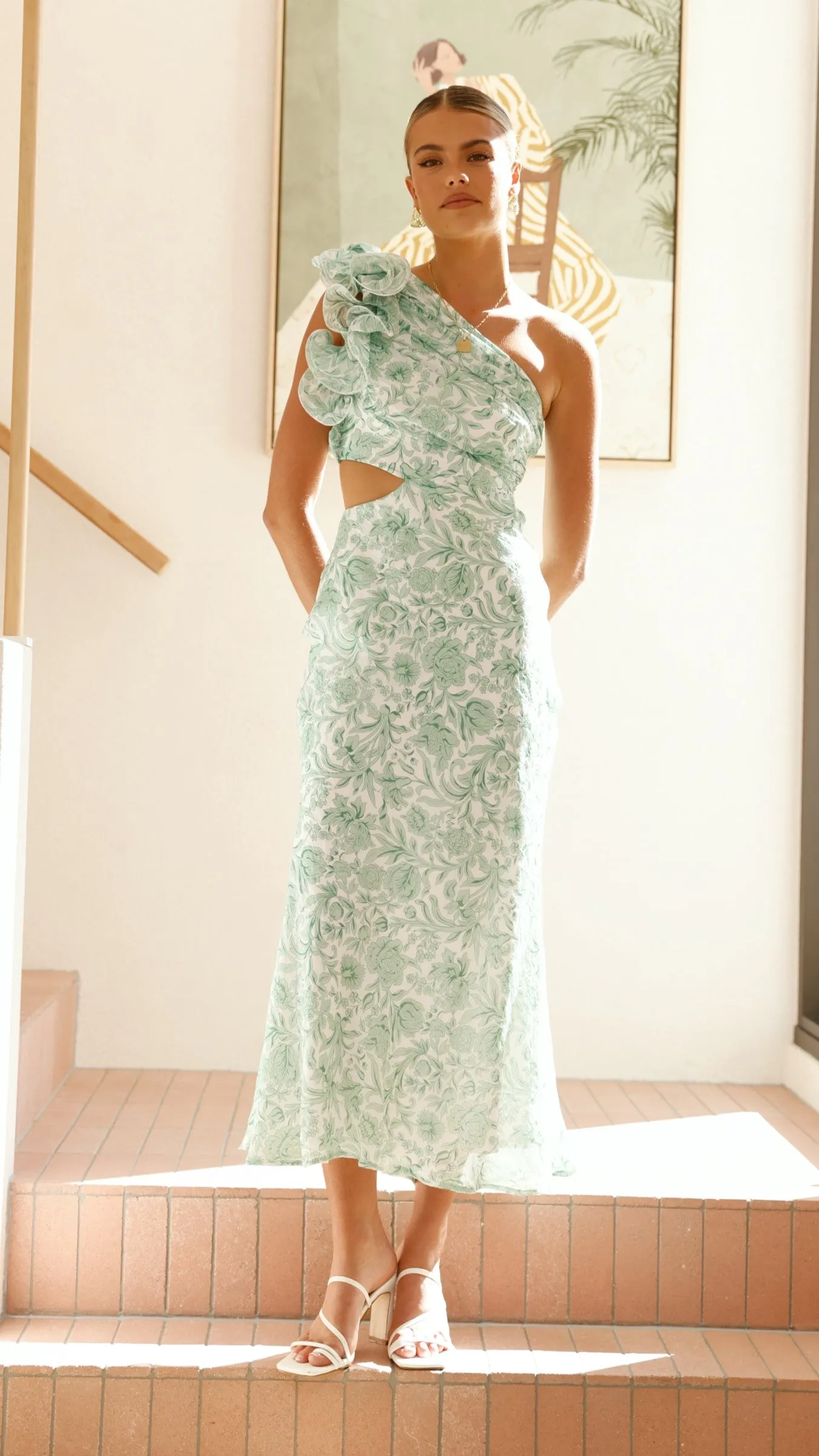 Amina Maxi Dress - Green Floral