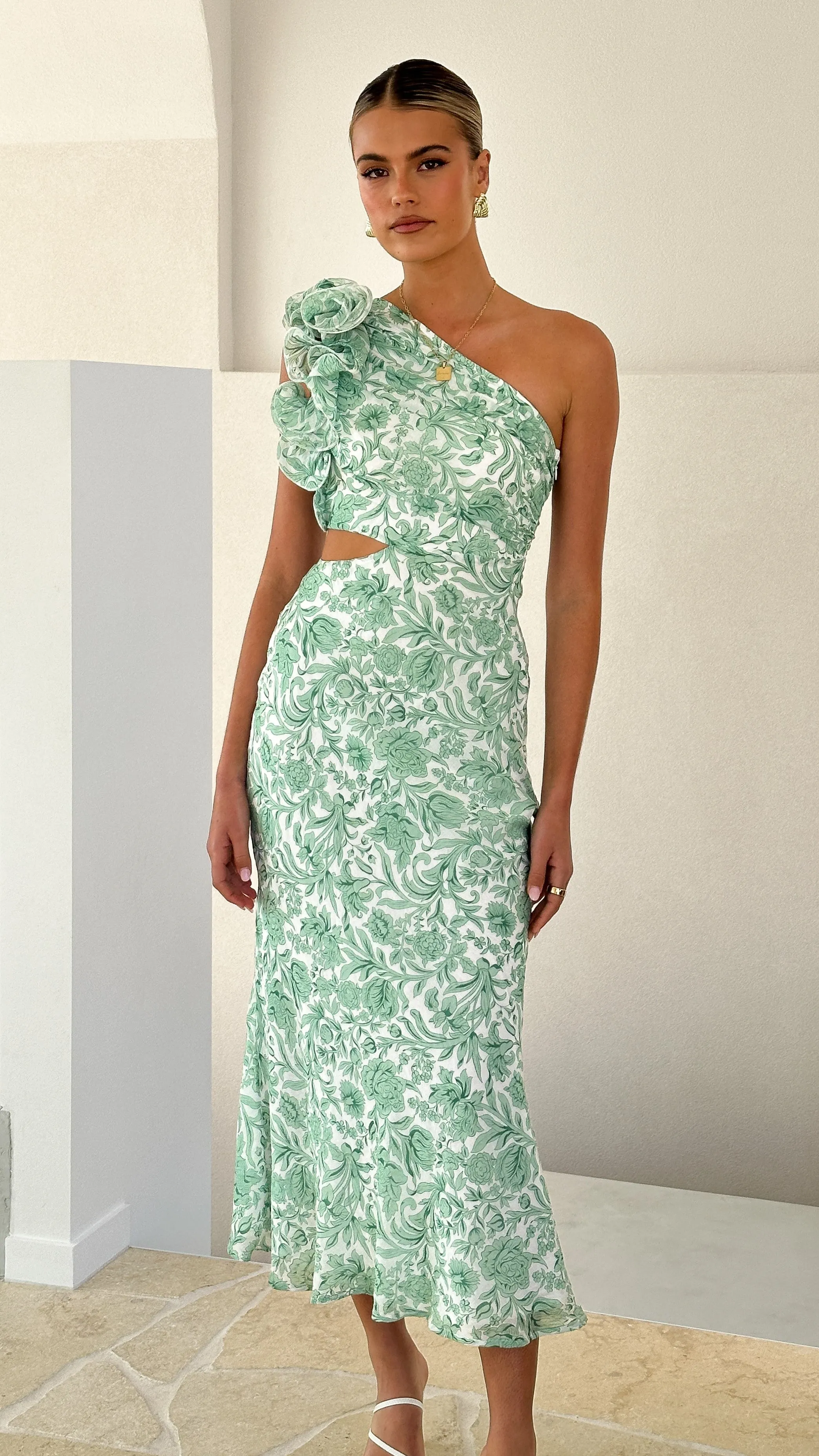 Amina Maxi Dress - Green Floral
