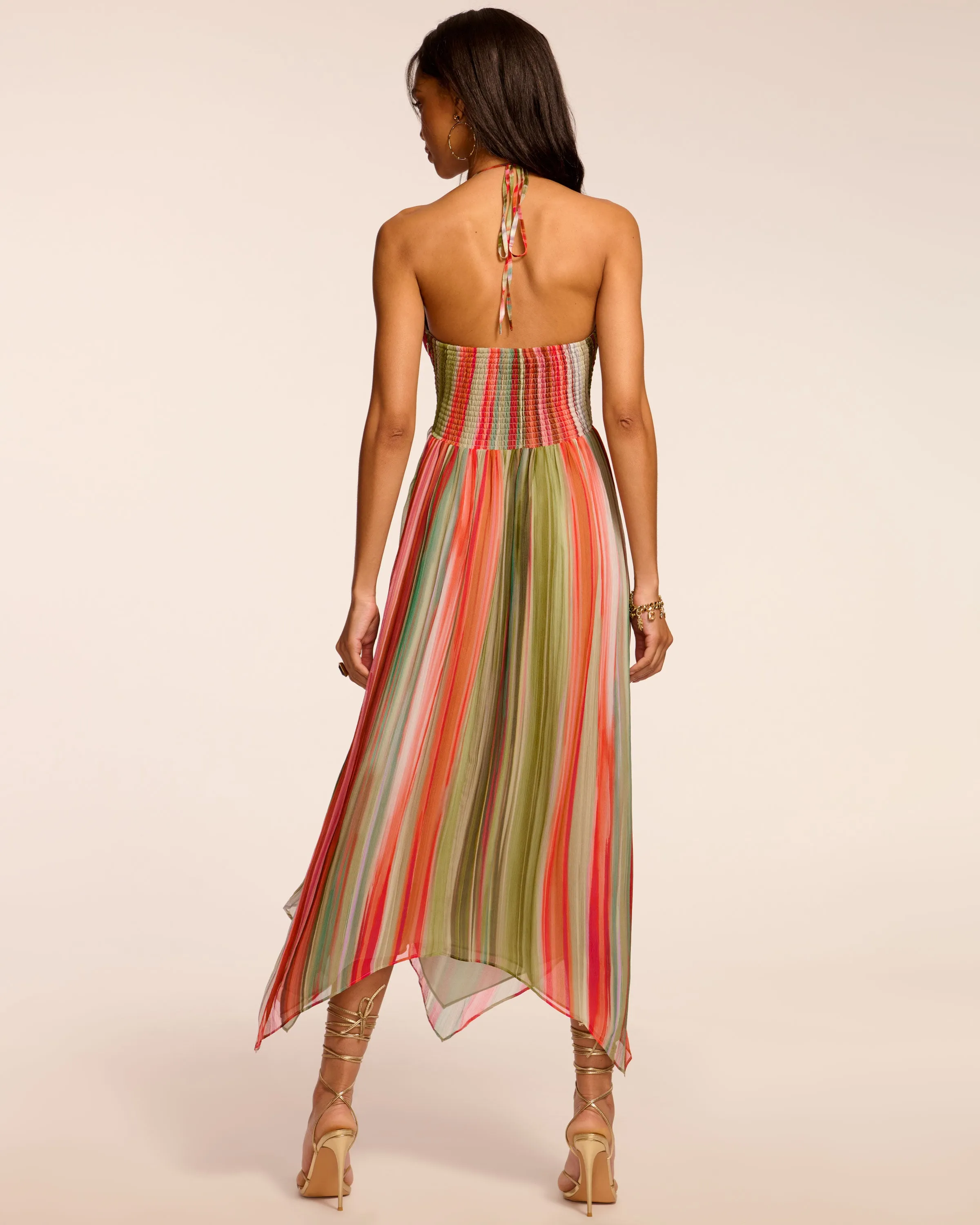 Anaja Silk Chiffon Cutout Midi Dress
