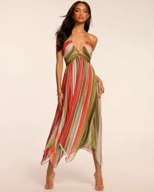 Anaja Silk Chiffon Cutout Midi Dress