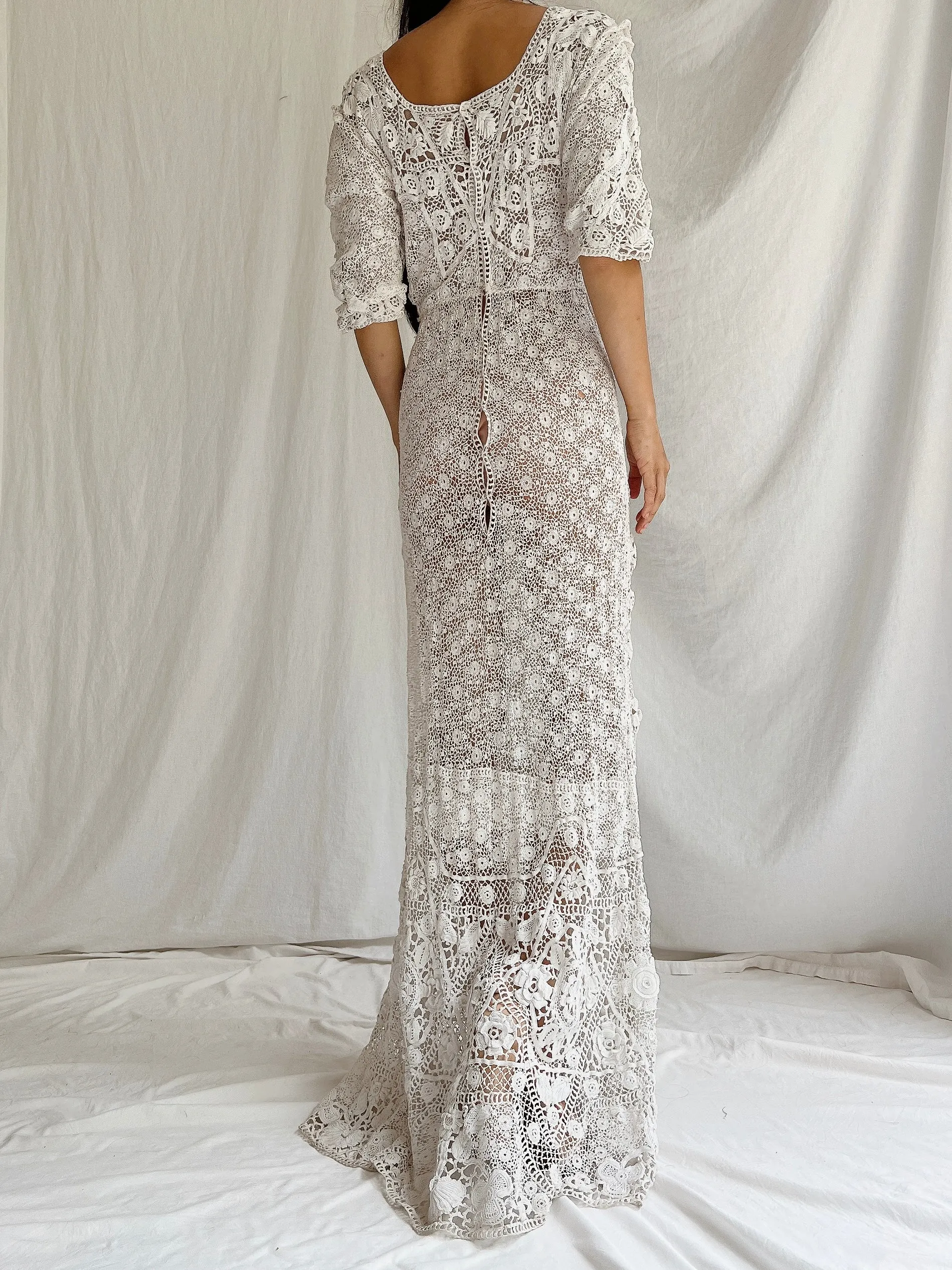 Antique Irish Lace Gown - S