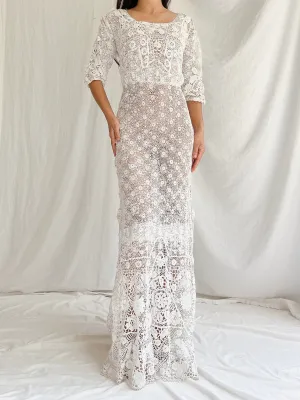 Antique Irish Lace Gown - S