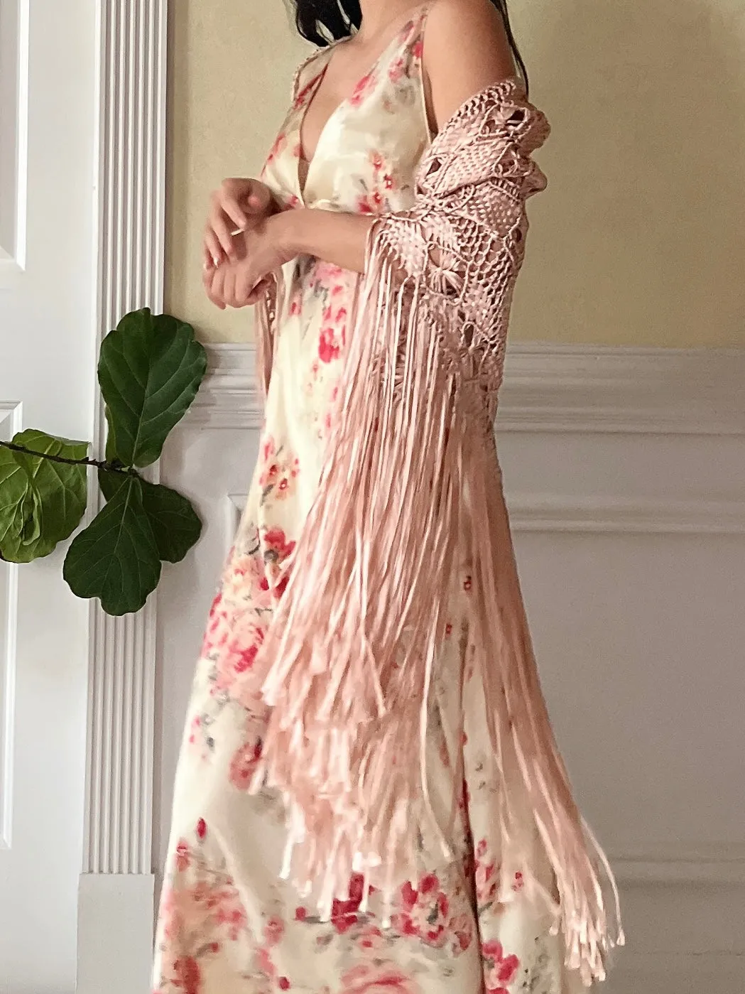 Antique Pink Silk Shawl