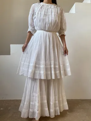 Antique Puff Sleeves Tulle Gown - XS