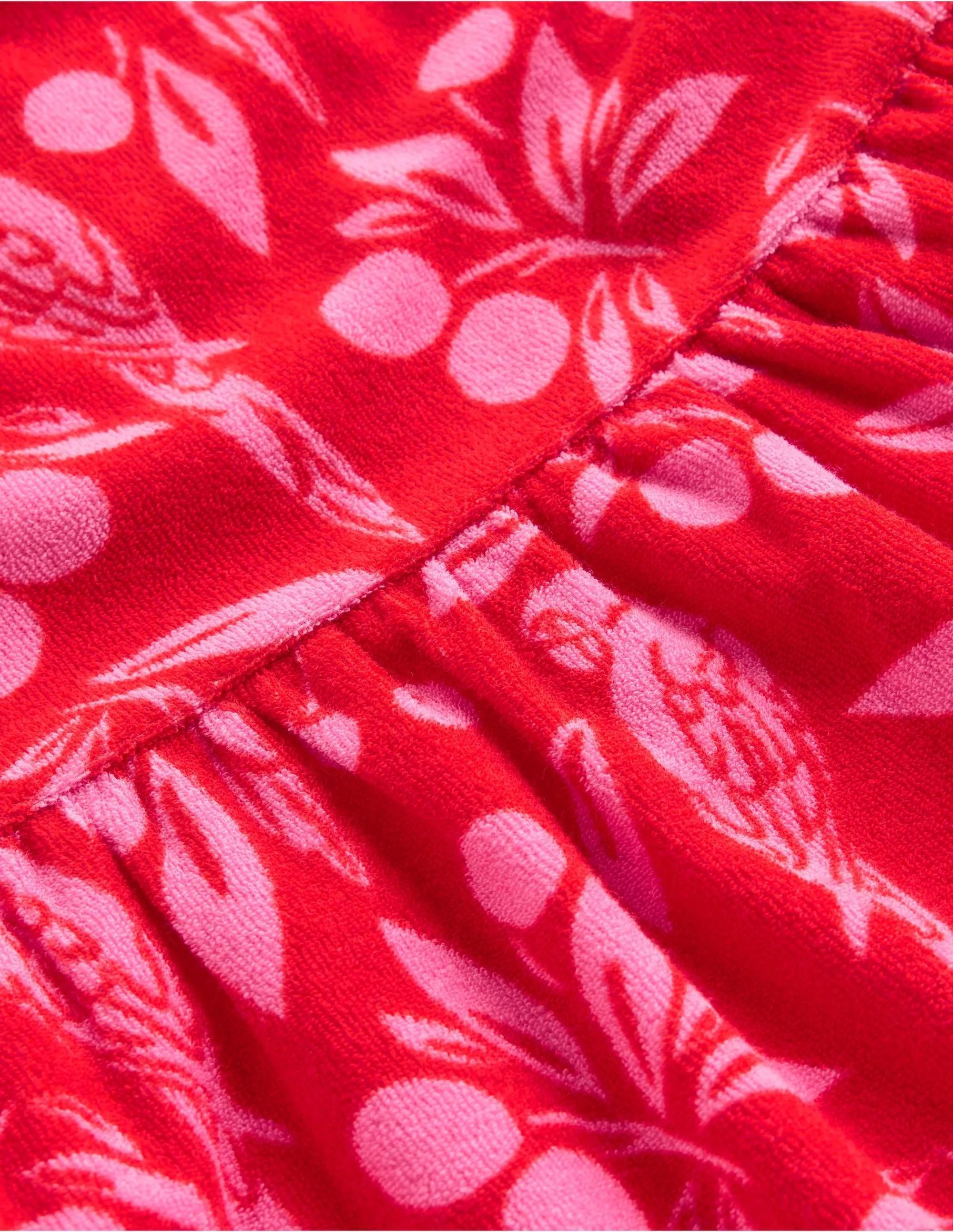 Ariel Twirly Towelling Dress-Poppy Red Parrot Palm