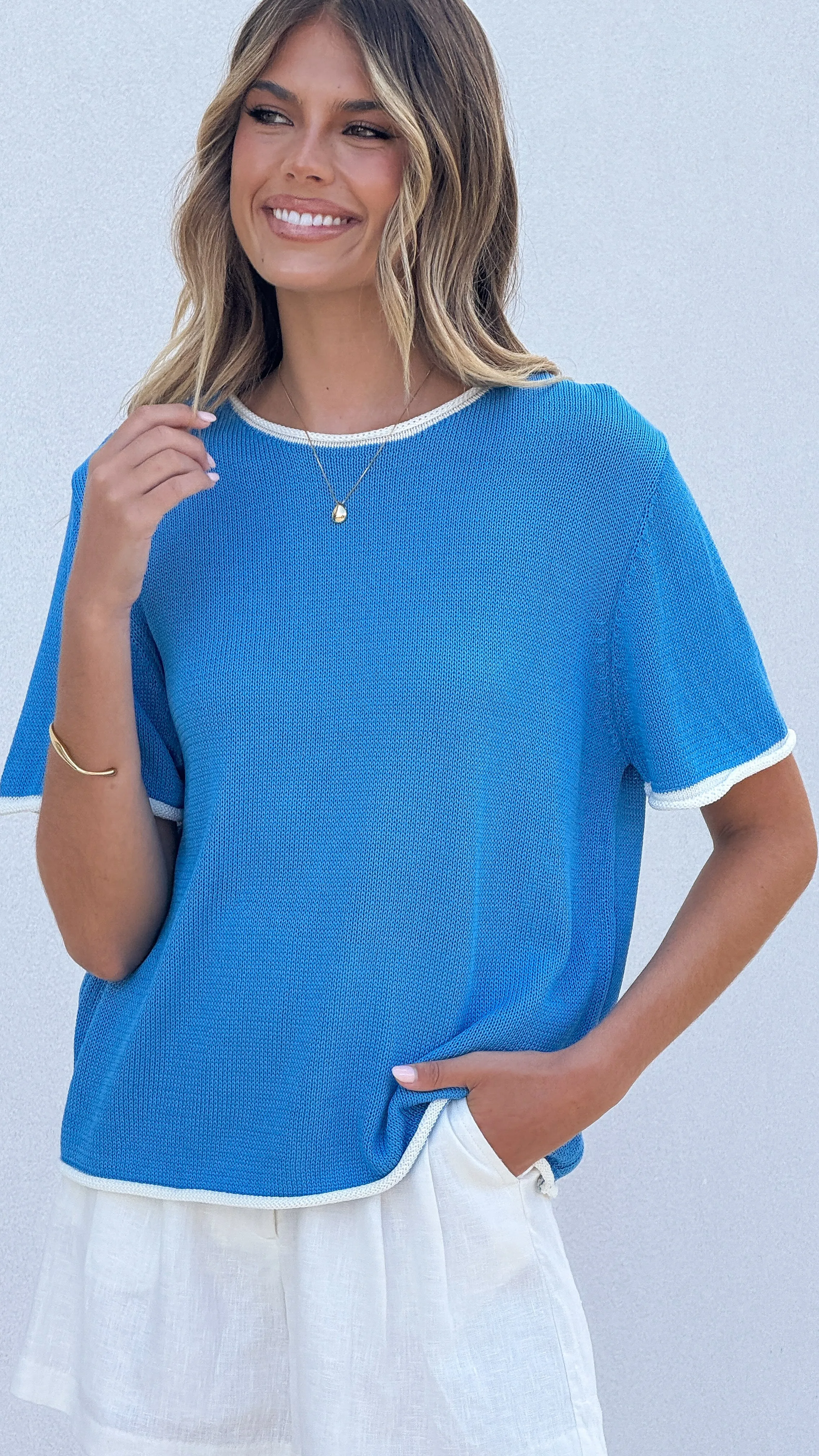 Atalia Knit Top - Blue