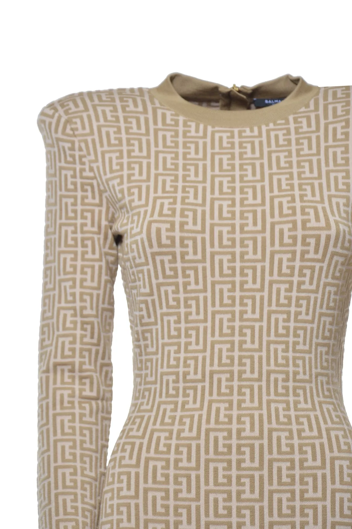 Balmain Monogram Pattern Knit Mini Dress