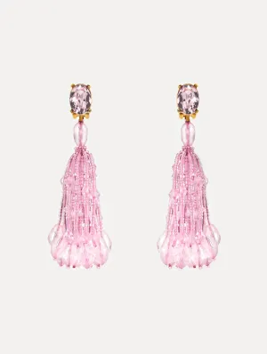 Beaded Tassel Clip-On Earrings