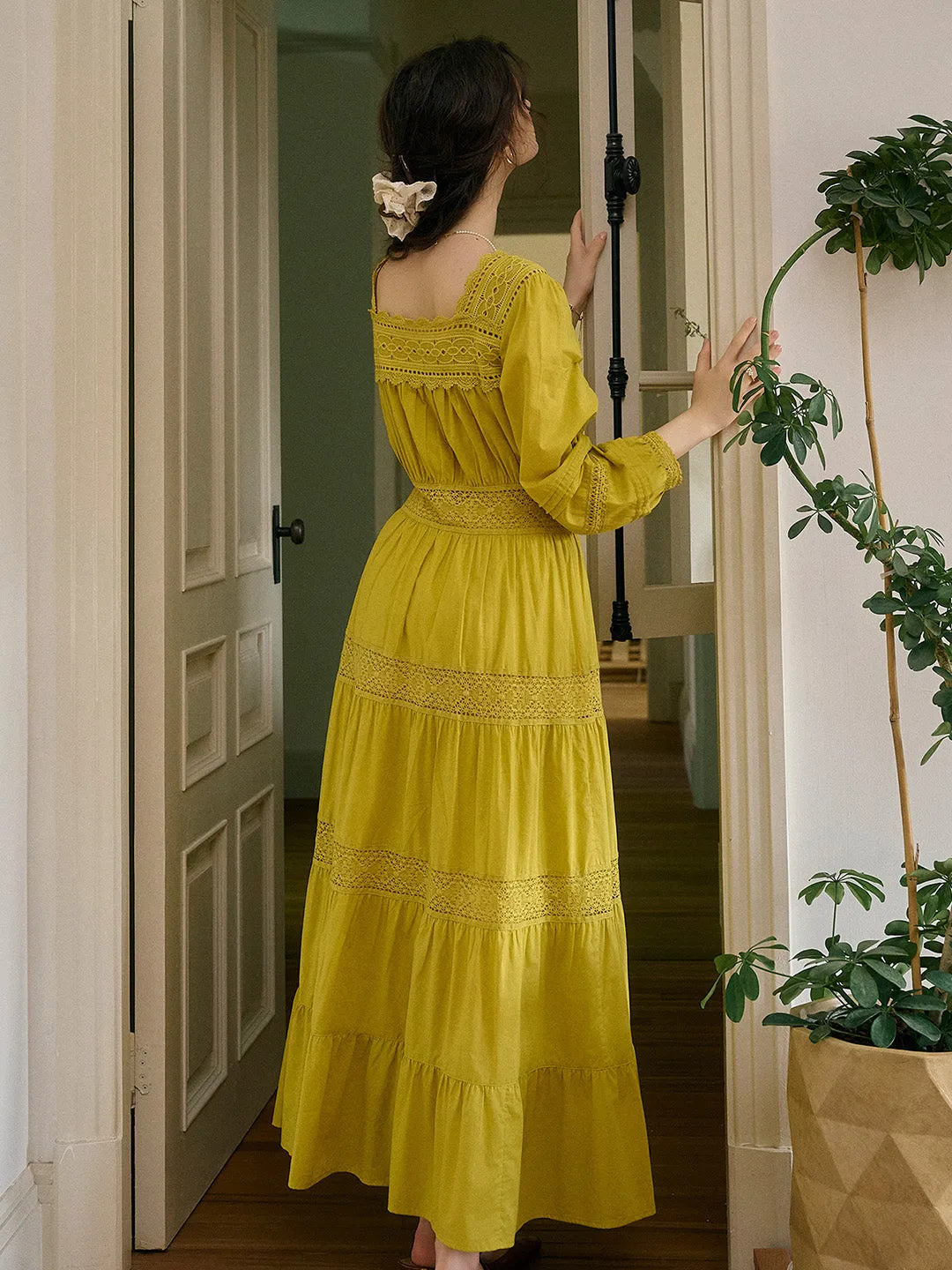 Bella Square Neck Tie 100% Cotton Dress