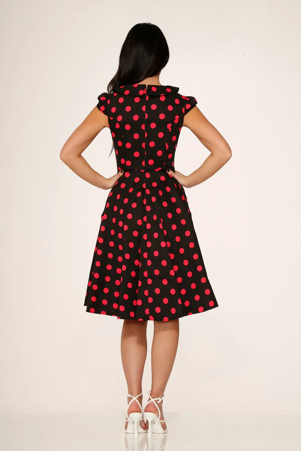 Black & Pink Polka Dot Swing Dress