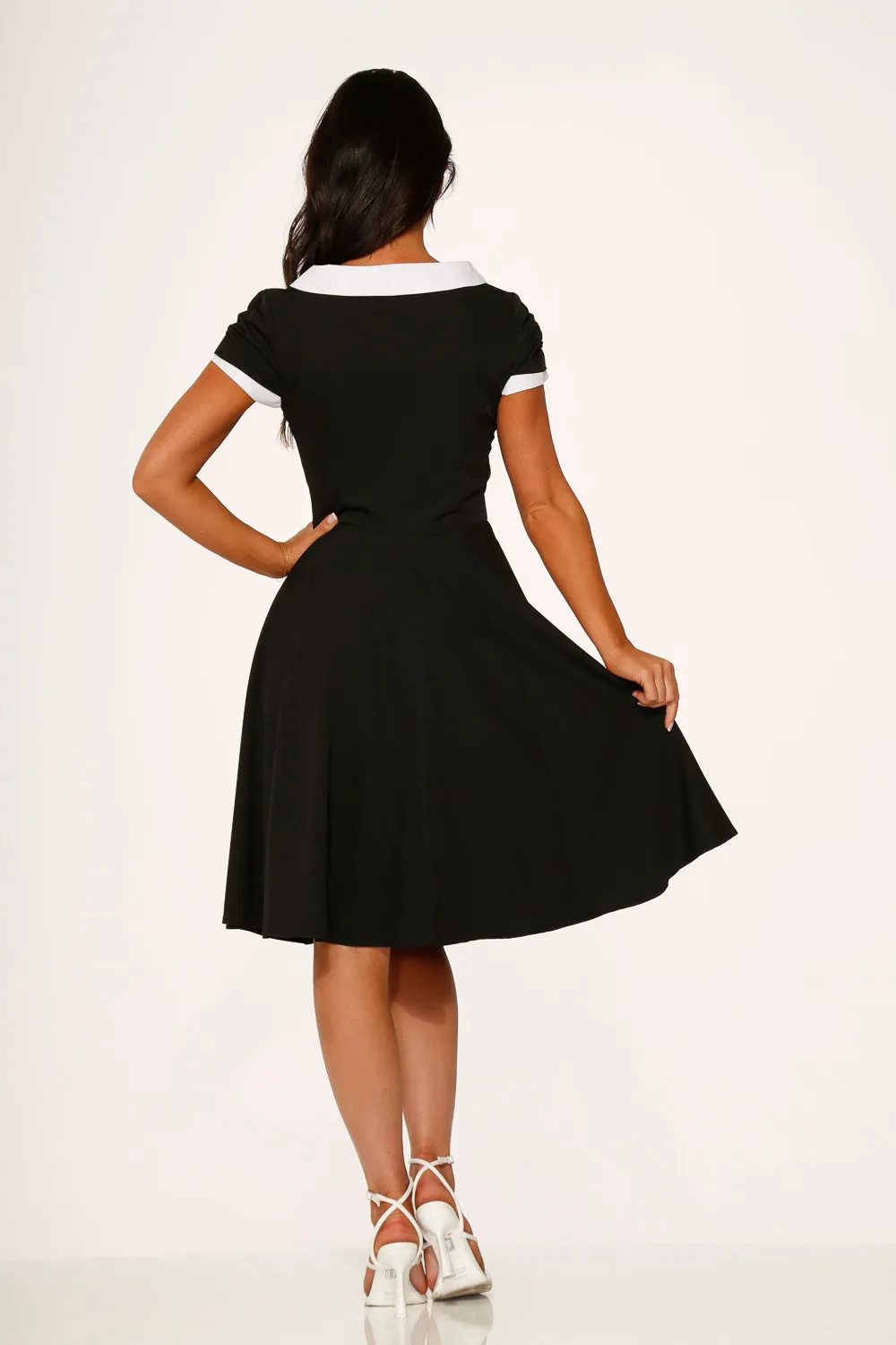 Black & White Keyhole Swing Dress