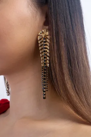 Black Diamond Earrings Alloy Diamond Leaf Earrings