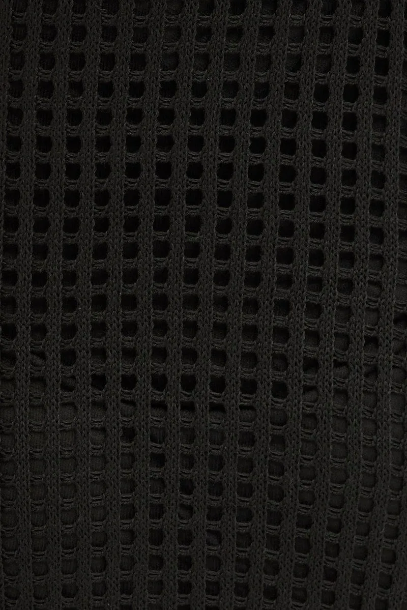 Black Knit Dress Sleeveless Maxi Crochet