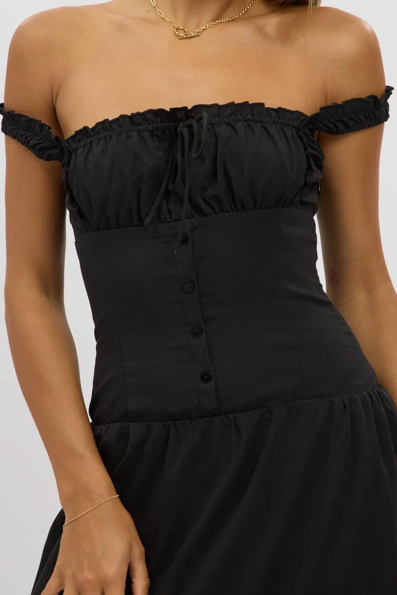 Black Maxi Dress Drop Waist