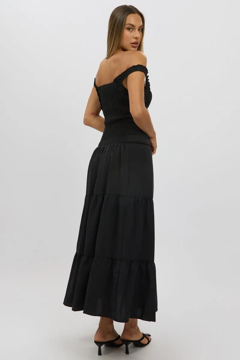Black Maxi Dress Drop Waist
