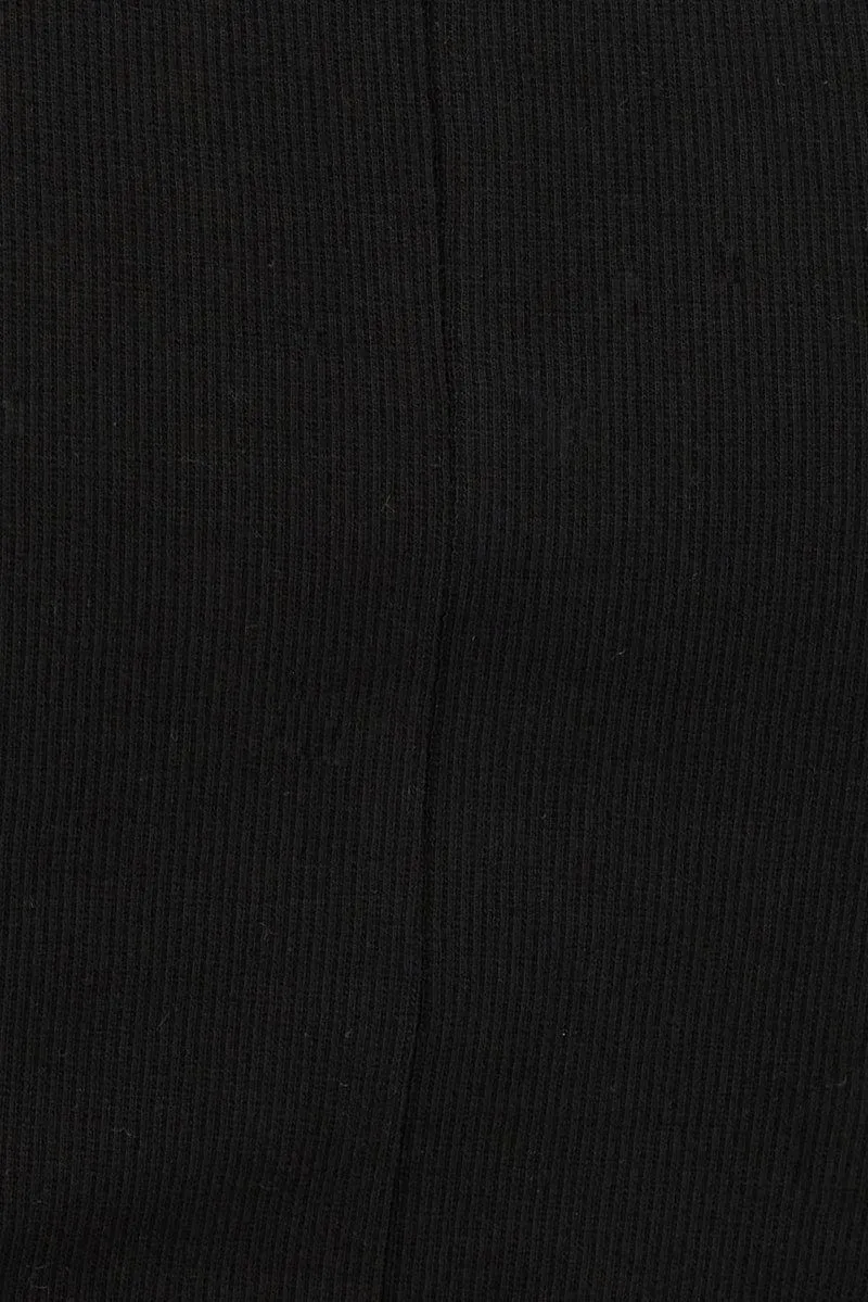 Black Midi Dress Short Sleeve Rib