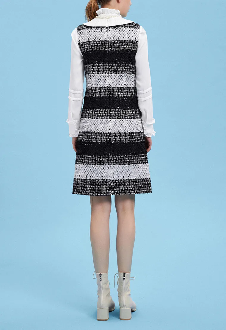 Black Peter Pan Collar Tweed Dress
