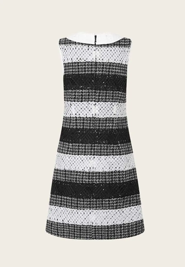 Black Peter Pan Collar Tweed Dress
