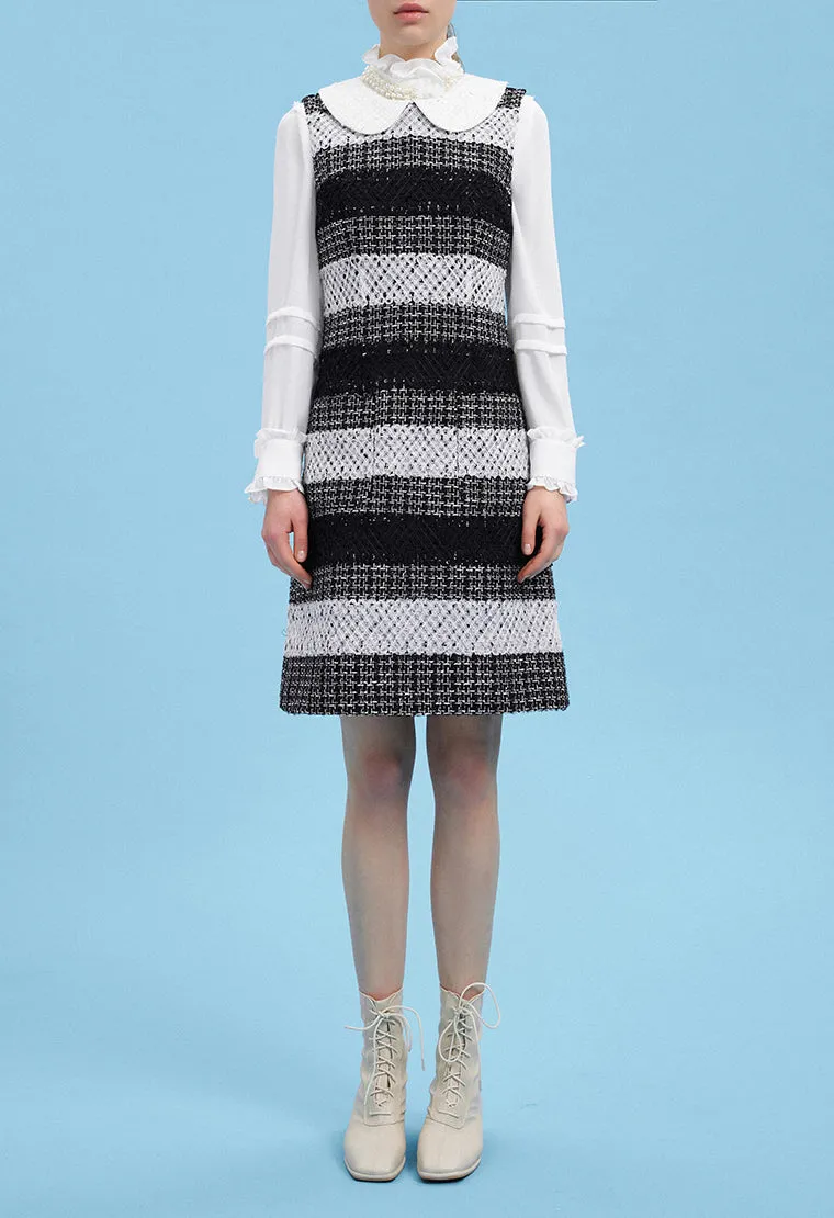 Black Peter Pan Collar Tweed Dress