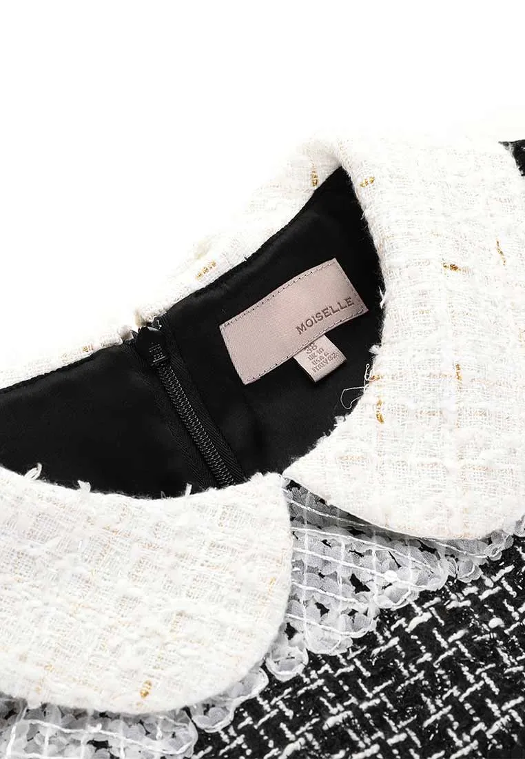 Black Peter Pan Collar Tweed Dress