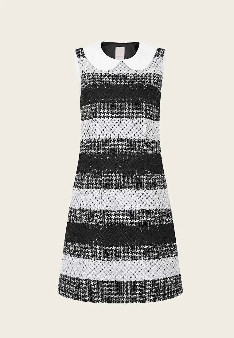 Black Peter Pan Collar Tweed Dress