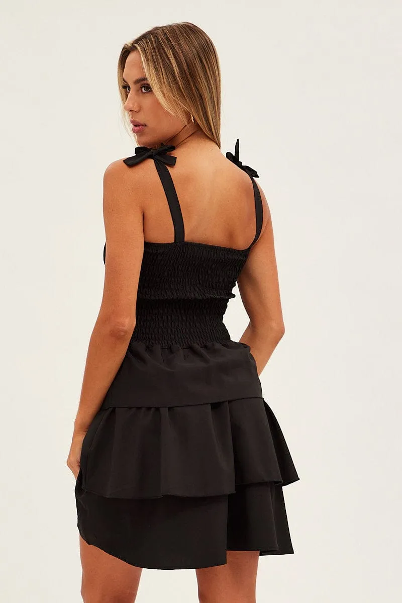 Black Tie Shoulder Skater Dress