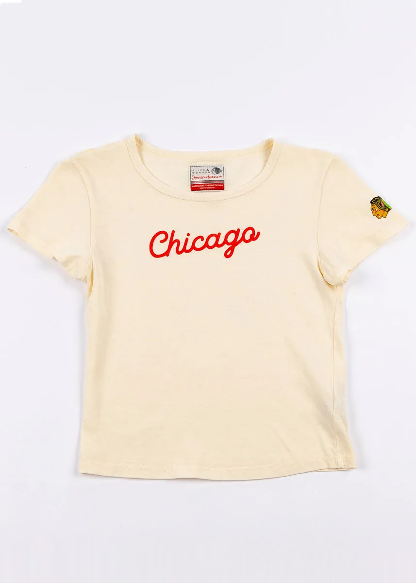 Blackhawks Script Baby Tee - Cream