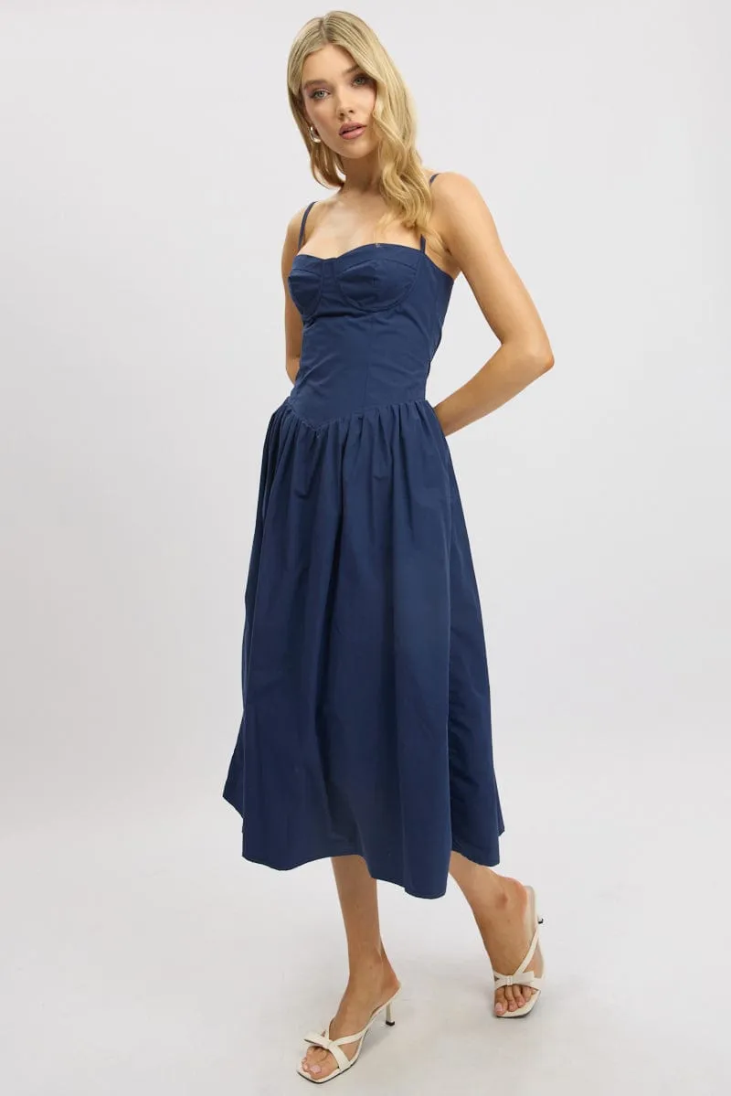 Blue Midi Dress Corset Bust