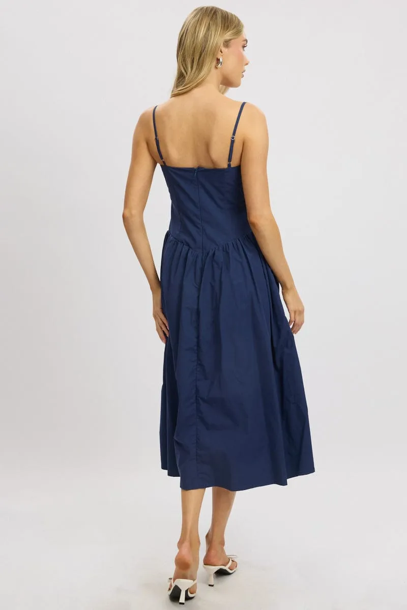 Blue Midi Dress Corset Bust