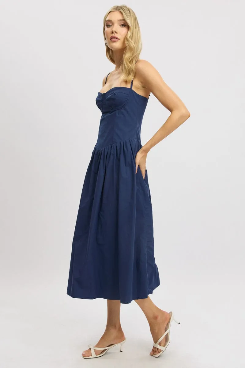 Blue Midi Dress Corset Bust
