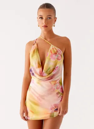 Bohemian Bliss Mesh Mini Dress - Sunburst Floral