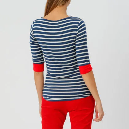 Brigitte Striped Top Navy/Cream/Red