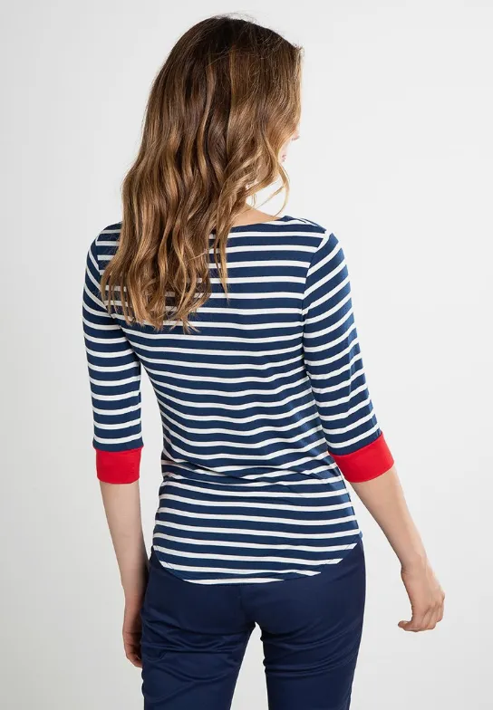 Brigitte Striped Top Navy/Cream/Red