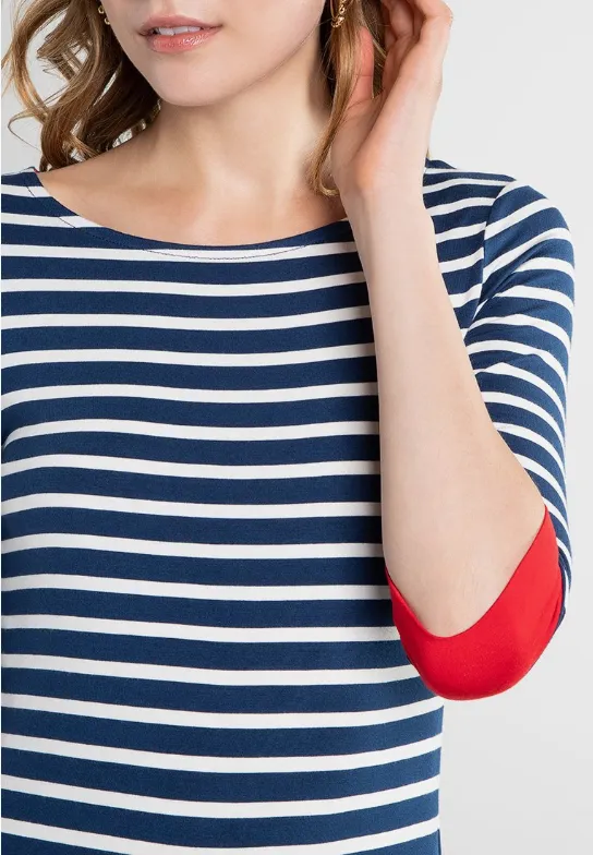 Brigitte Striped Top Navy/Cream/Red