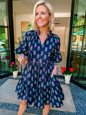 BUDDING BREEZE FLORAL DRESS - BLACK
