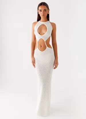 Caicos Crochet Maxi Dress - White